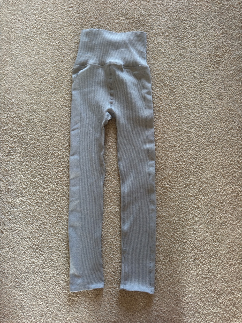 Free People Light Gray Ribbed High-Waist Leggings